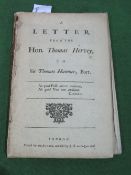 Antiquarian books: 18th Century Historical Pamphlets - A Letter by The Honourable Thomas Hervey to