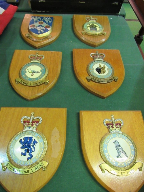 6 wooden wall plaques, RAF related & a qty of flags including R.N.L.I Coastguard flag. Estimate £ - Image 4 of 4