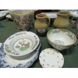 2 jardinières, 2 earthenware pots & 5 china items.