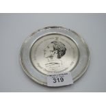 Commemorative sterling silver charger plate marking the 30th birthday of the Prince of Wales, by