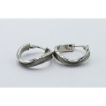 9ct white gold hooped earrings, weight 1.5gms. Estimate £15-20