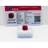 Cushion cut loose red ruby, weight 9.10ct, with certificate. Estimate £40-50