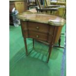 Kidney shaped tray top cabinet with 2 drawers, 53 x 33 x 66cms. Estimate £20-30