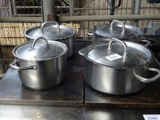 4 heavy duty cooking pots with lids