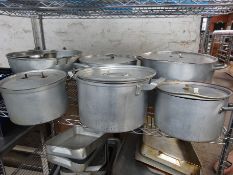 5 large cooking pots with colanders