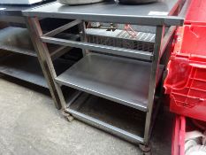 Small mobile stainless steel trolley
