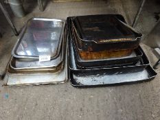 2 stacks of baking trays