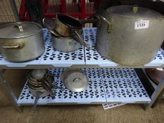 2 shelves of cooking pots