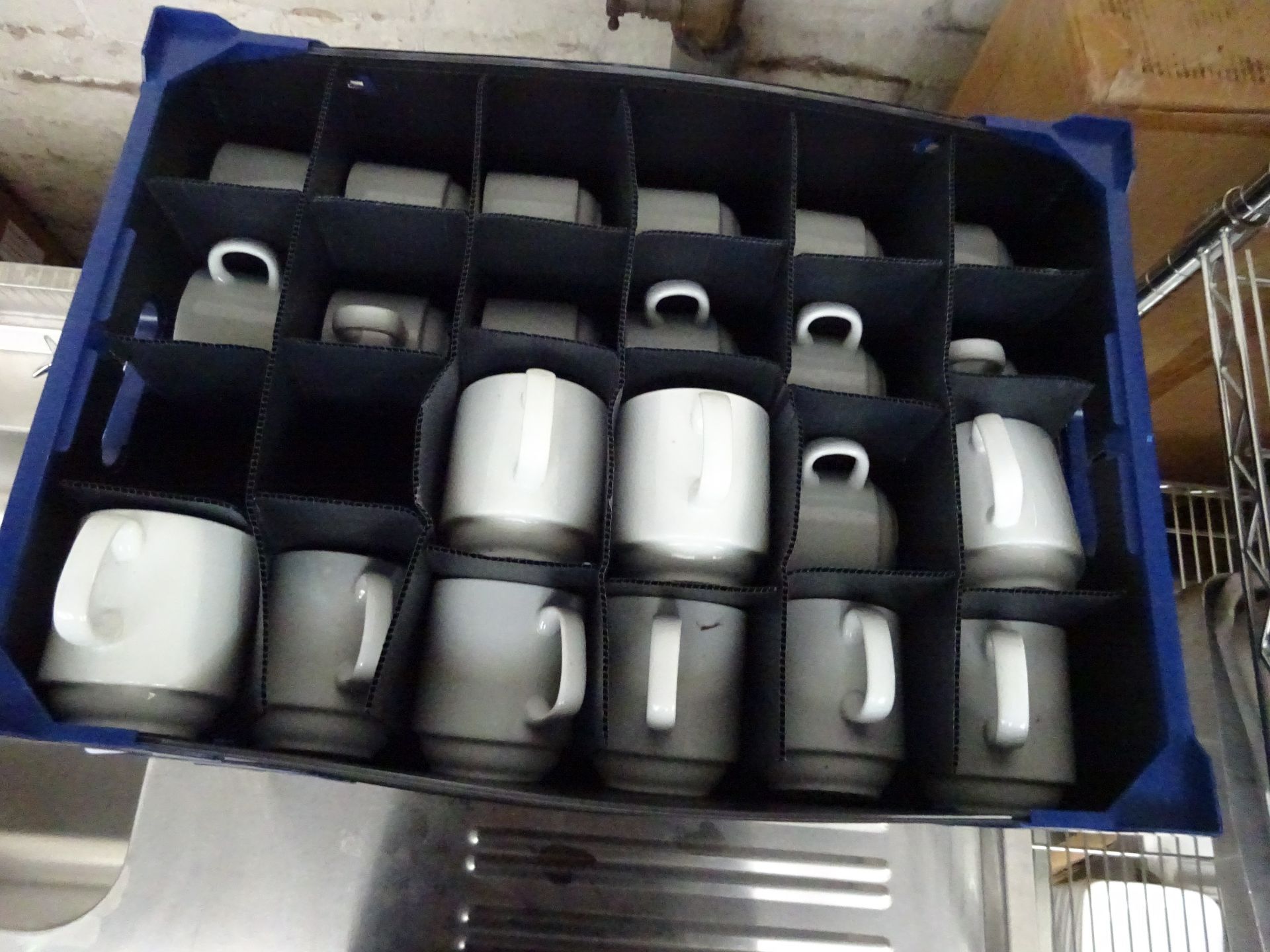 3 trays of white mugs/cups - Image 2 of 2