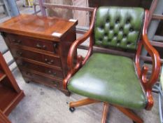 Reproduction Captain's desk chair & writing desk drawers