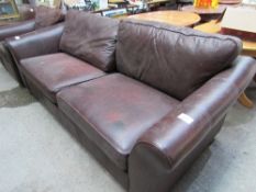 Brown leather effect 4 seat sofa & armchair