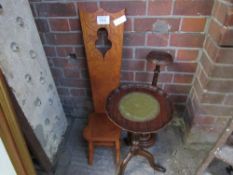 Welsh chair, leather top wine table & small torchere