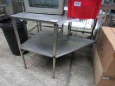 Angled stainless steel preparation table & under shelf