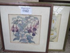 2 framed & glazed Batik on silk of flowers by Jane Hickman