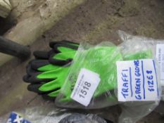 6 pairs of traffi green work gloves, size 8