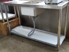 150cm single bowl, double drainer sink, with shelf under