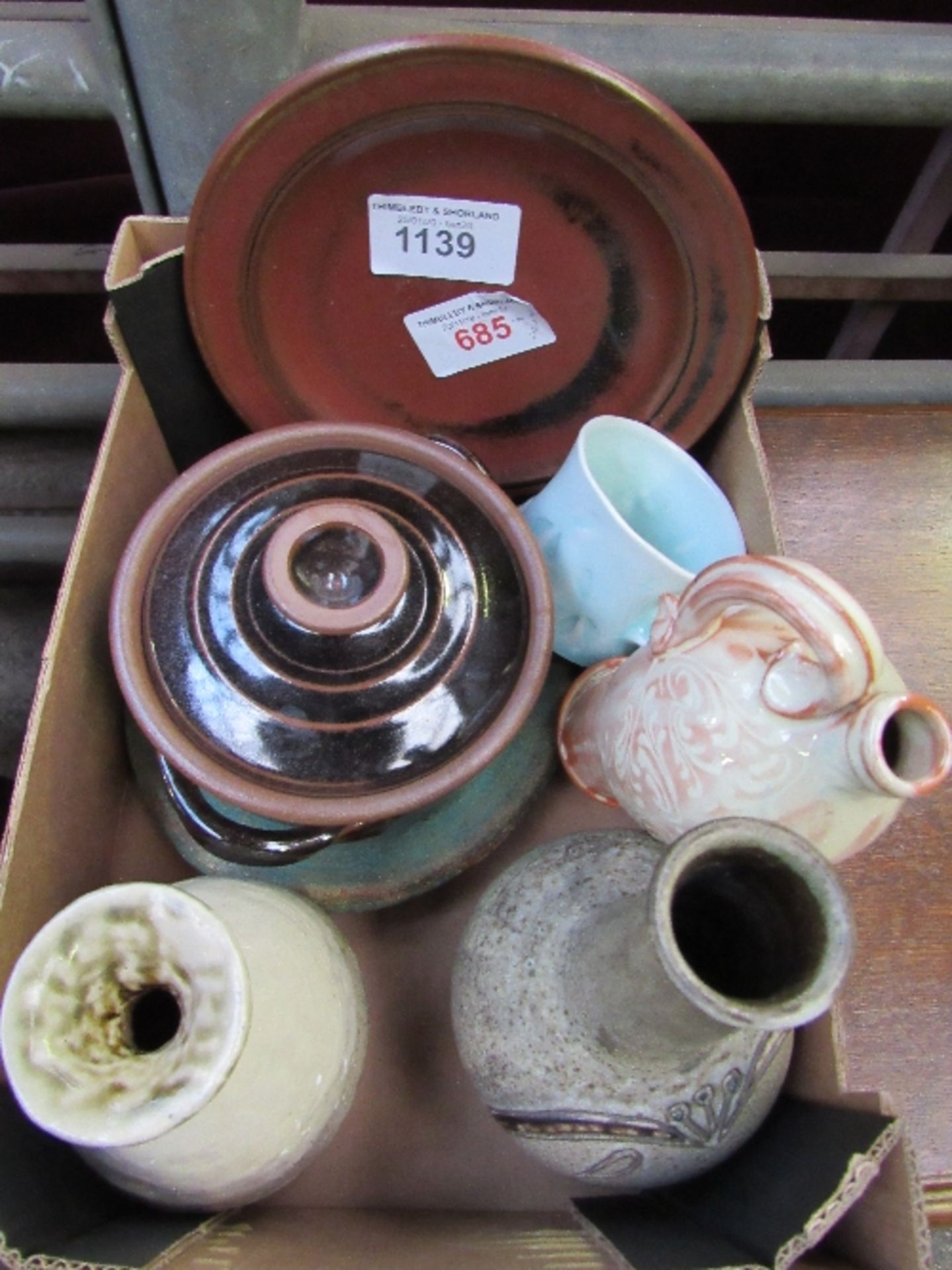 8 various Art pottery items