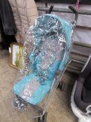 Silver Cross blue pram with rain cover