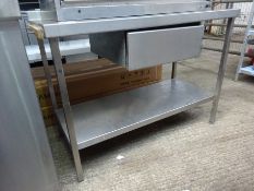 120cm stainless steel preparation table with drawer & under shelf