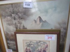 Framed & glazed oil on canvas of lake, forest & mountain scenes, signed Duncan