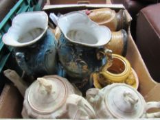 China ware, metal ware, pictures, wooden artist box & coaching print