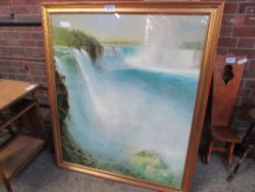 Picture of a waterfall in heavy gilt frame