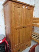 Oak wardrobe with drawer to base