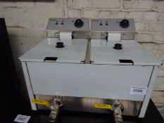 Infernus 2 tank electric fryer, with drain valves to front