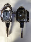 Pair of horseshoe front carriage lamps with whitemetal trim