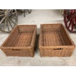 Two wicker baskets, 24ins x 16ins x 8ins