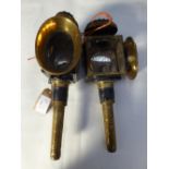 Pair of brass carriage lamps with oval front by Pass & Co., Newbury