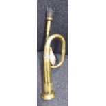 Brass hunt horn, approx. 17ins long. Needs new rubber mouthpiece