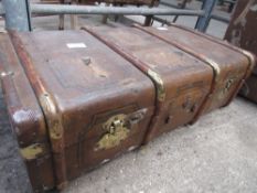 Leather trunk-size suitcase