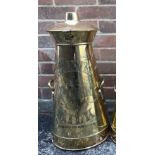 23ins brass tapered cylindrical milk churn stamped Guaranteed Pure Milk, Skidmore & Sons, Makers,
