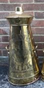 23ins brass tapered cylindrical milk churn stamped Guaranteed Pure Milk, Skidmore & Sons, Makers,