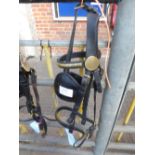 Black/brass cob size driving bridle