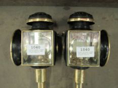 A pair of brass trimmed oval fronted Gig Lamps in good condition