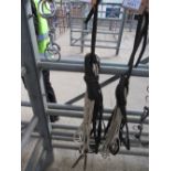 Pair of rubber non-slip long reins with pulleys