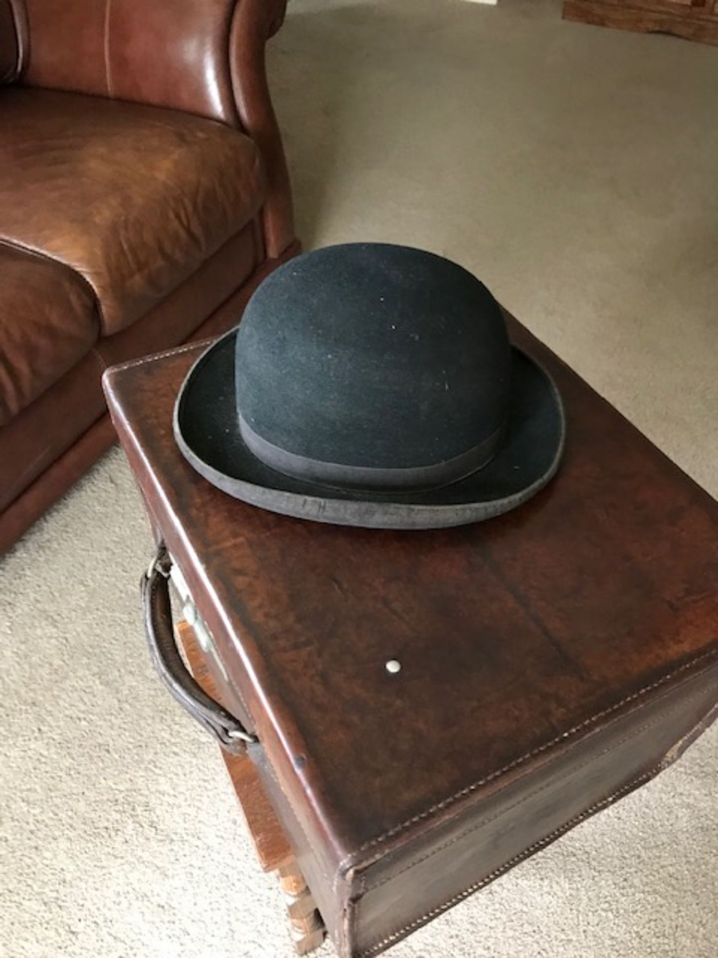 Harry Hall hard black bowler hat, 6 7/8; a grey top hat by Tress & Co., 19cms x 15.5cms and a - Image 8 of 8