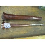 Copper hunt horn with nickel ferrule and mouthpiece, overall length approx 12ins long , complete
