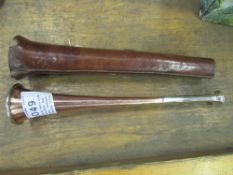 Copper hunt horn with nickel ferrule and mouthpiece, overall length approx 12ins long , complete