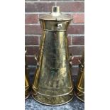 20.5 brass tapered cylindrical milk churn stamped Guaranteed Pure Milk, Skidmore & Sons, Makers,