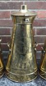 20.5 brass tapered cylindrical milk churn stamped Guaranteed Pure Milk, Skidmore & Sons, Makers,