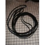 Pair of cob size black/whitemetal plaited driving reins