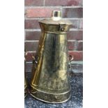 18.5 brass tapered cylindrical milk churn stamped Guaranteed Pure Milk, Skidmore & Sons, Makers,
