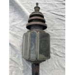 Black/brass hexagonal Hearse lamp; no stem (view in security pen)