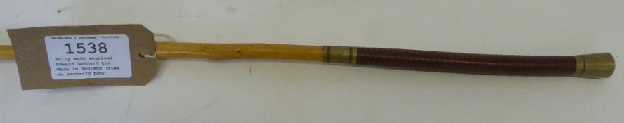 Holly whip engraved Edward Goddard Ltd, Made in England (view in security pen)
