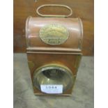 A rectangular copper Fire Engine lamp by Shand Mason, London; in good condition (view in security