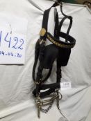 Black/brass driving bridle with bit
