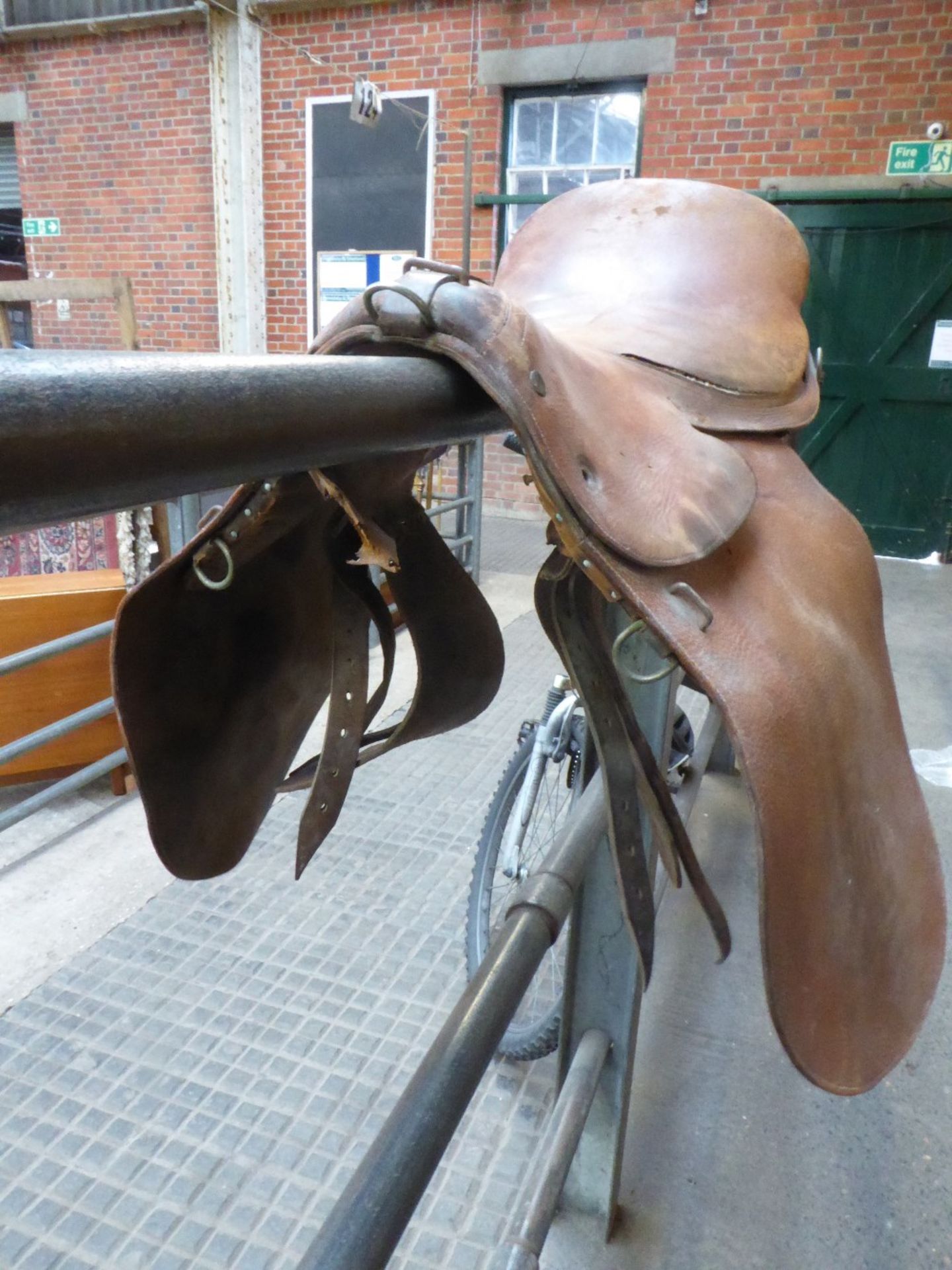 Brown leather military saddle - Image 2 of 3